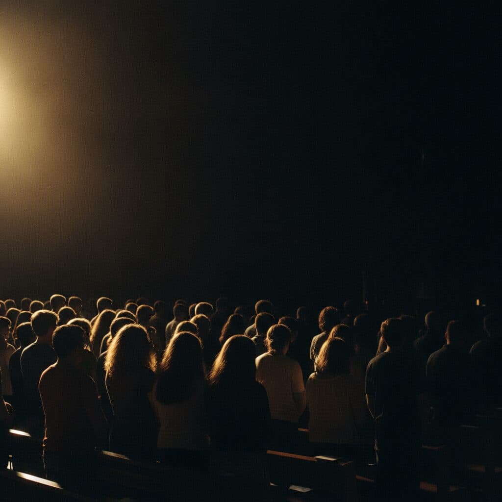 Congregation standing together at the Wednesday Revival Night of Testimony Arena in Herten